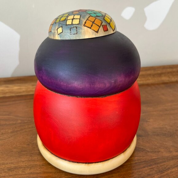 Vintage Japanese Creative Kokeshi Doll by Master Sansaku Sekiguchi Chubby Red - Picture 6 of 13